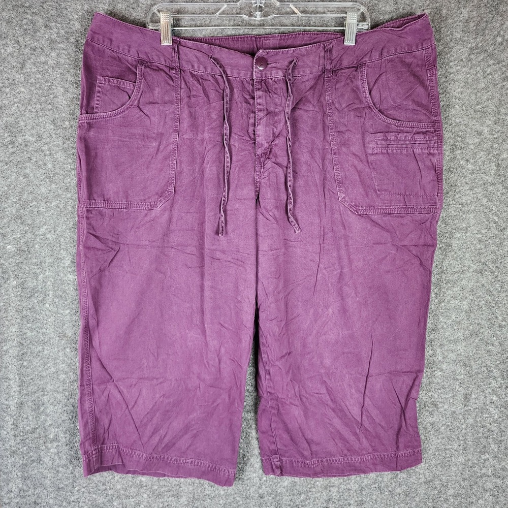 Venezia Capri Pants Womens 22 Purple Drawstring Cotton Cropped EUC
